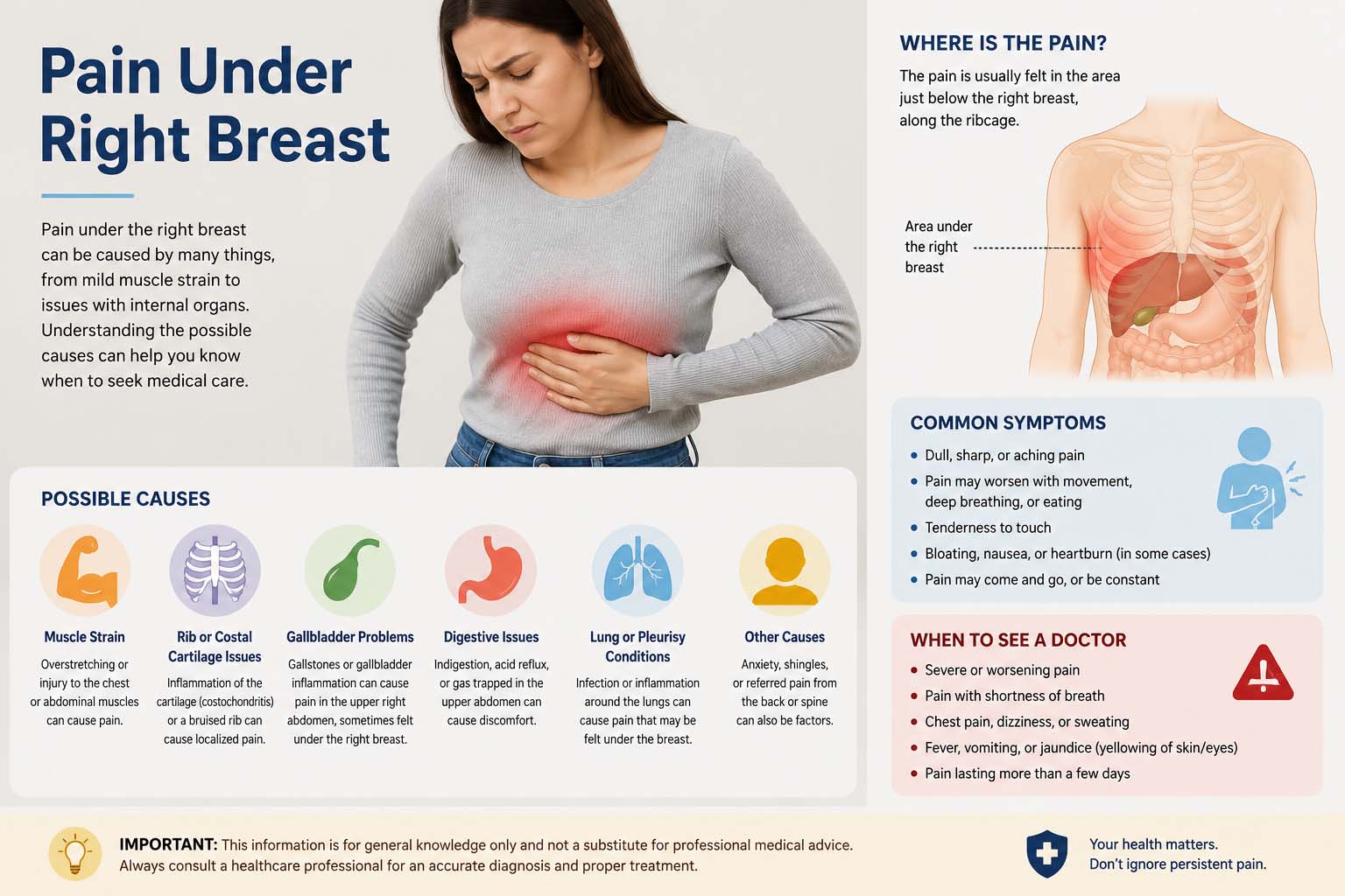 pain under right breast