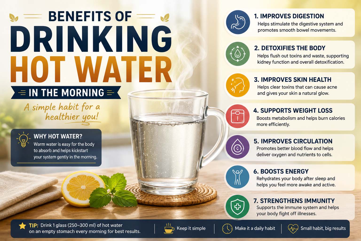 benefits of drinking hot water in the morning
