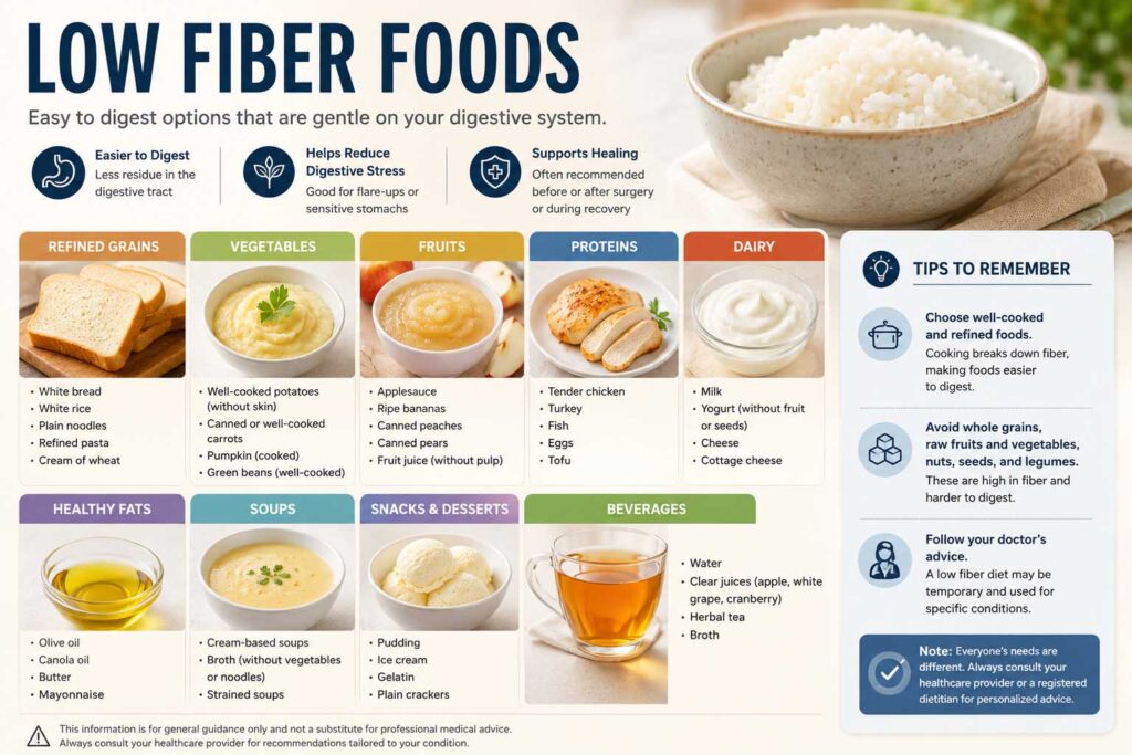 low fiber foods