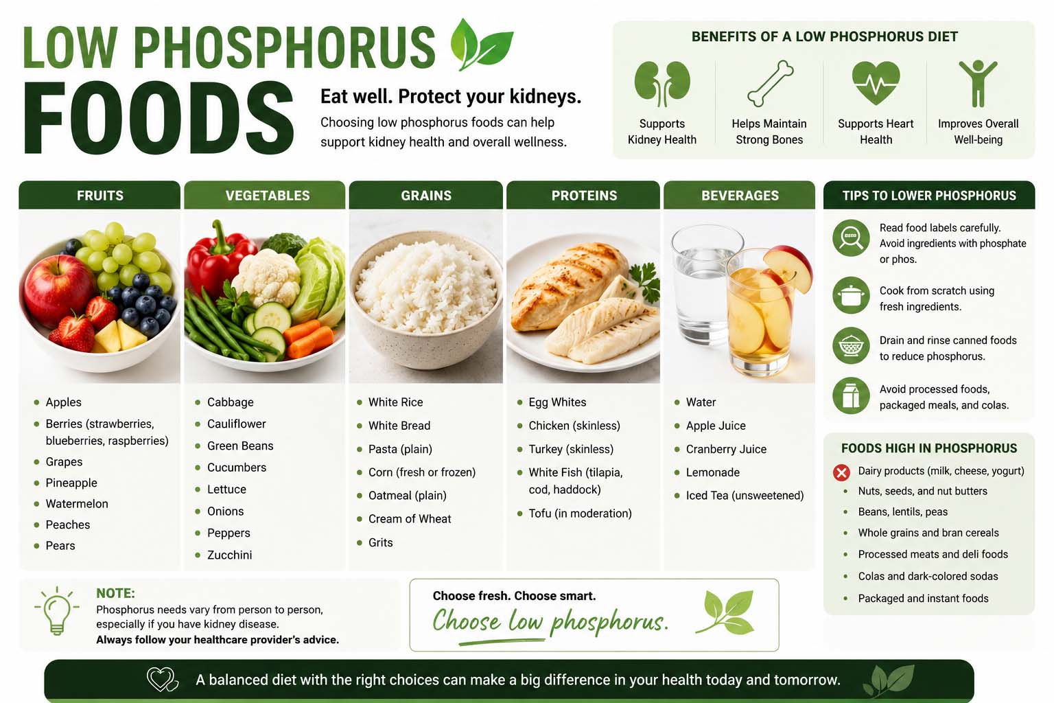 low phosphorus foods
