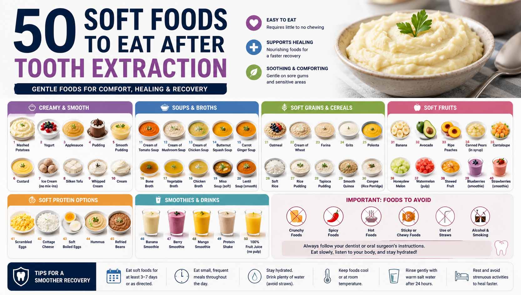 50 soft foods to eat after tooth extraction