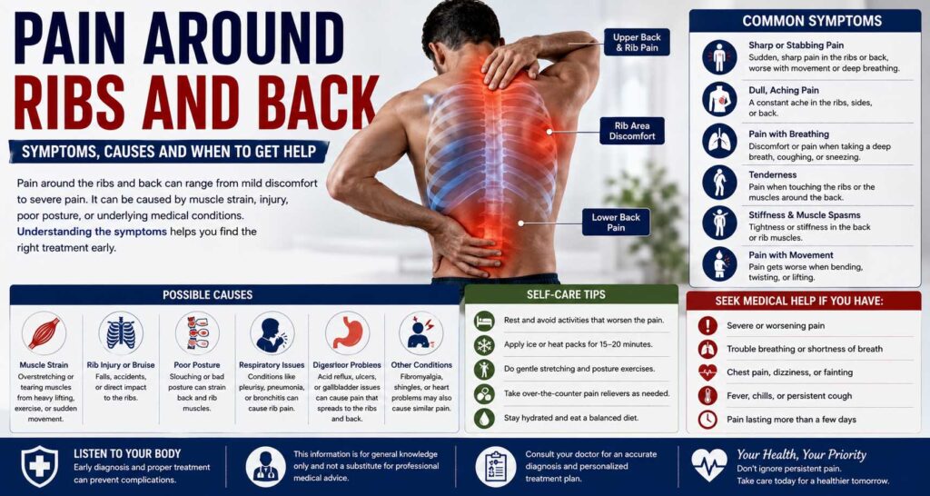 pain around ribs and back symptoms