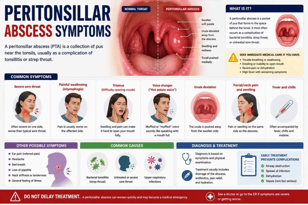 peritonsillar abscess symptoms